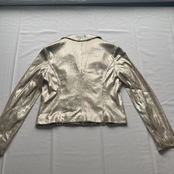 Gold Sequined Asymmetrical Zipper Jacket - Picture 2 of 3